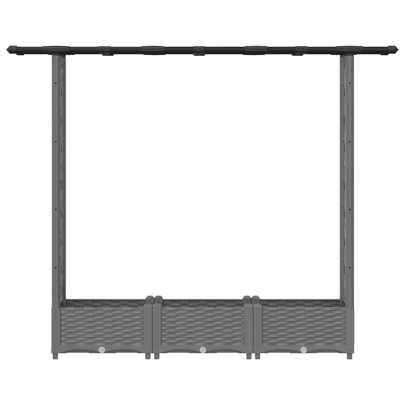Cama Elevada Con Trellis Y Techo Gris Claro 164 X 40 X 121 Cm