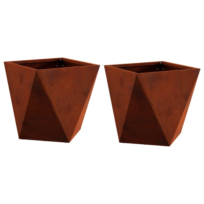 Jardinera 2 Uds. Oxidado 30 X 30 X 30 Cm Acero Autopatinable