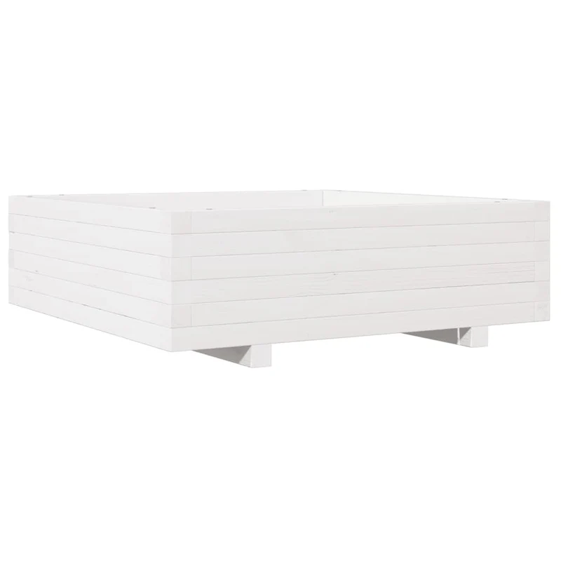 Jardinera De Madera Maciza De Pino Blanca 80x80x26,5 Cm