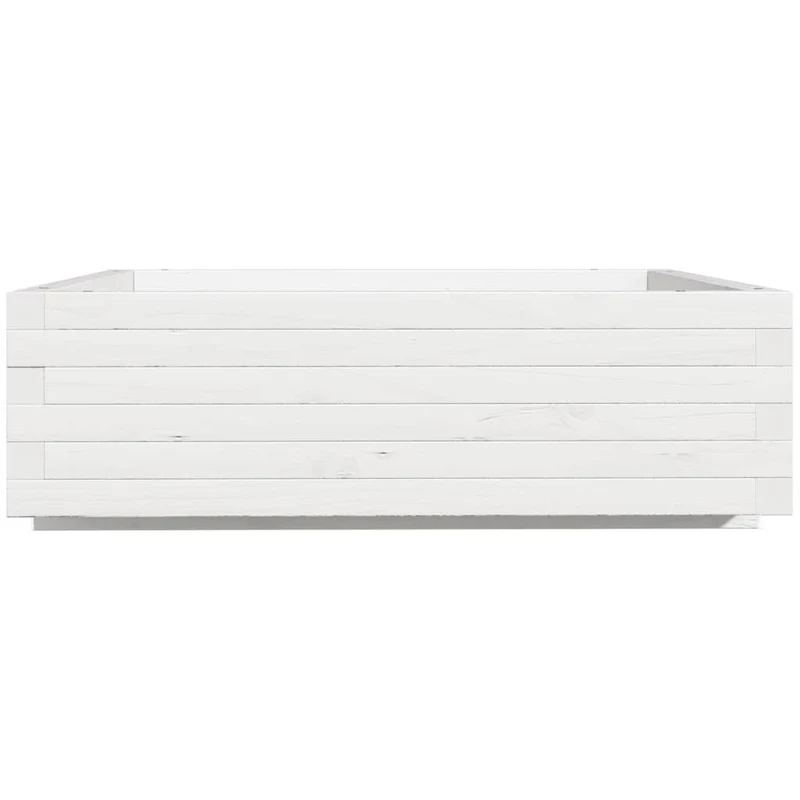 Jardinera De Madera Maciza De Pino Blanca 80x80x26,5 Cm