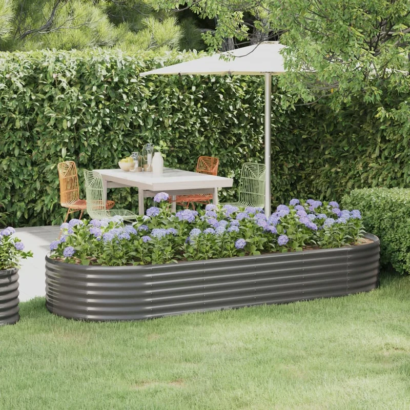 Jardinera Arriate Acero Galvanizado Gris 249x100x36 Cm