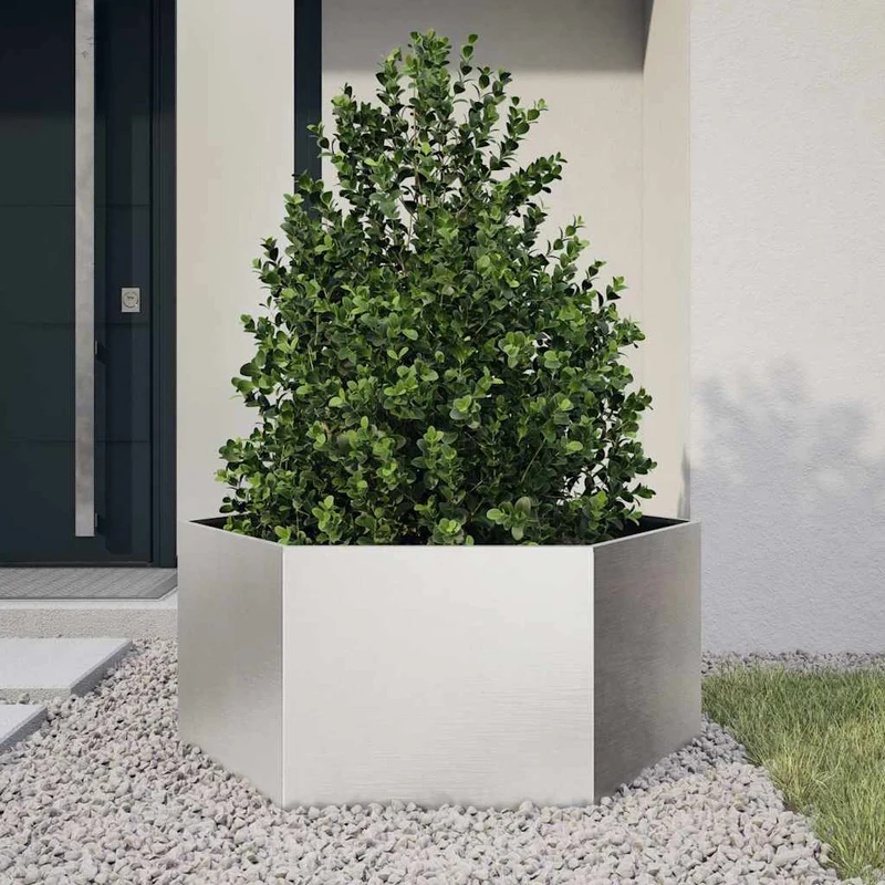 Jardinera Hexagonal De Acero Inoxidable 104x90x45 Cm