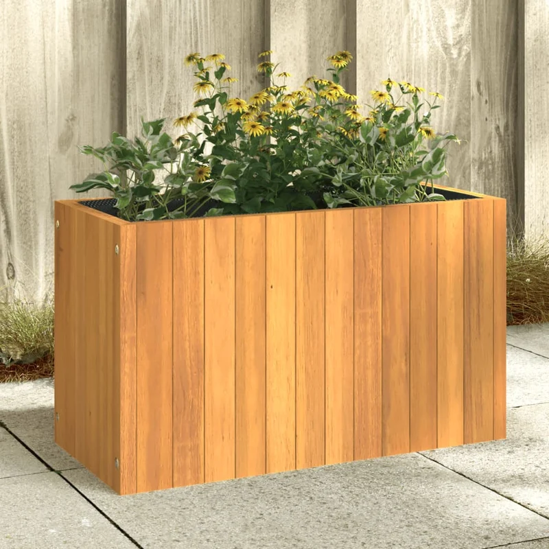 Jardinera De Madera Maciza De Acacia 59x27,5x35 Cm