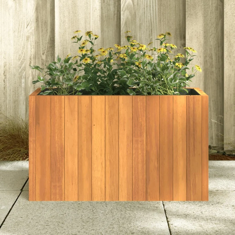Jardinera De Madera Maciza De Acacia 59x27,5x35 Cm