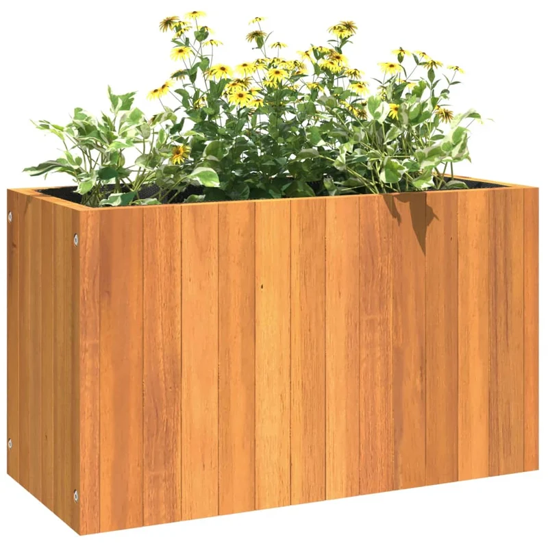 Jardinera De Madera Maciza De Acacia 59x27,5x35 Cm