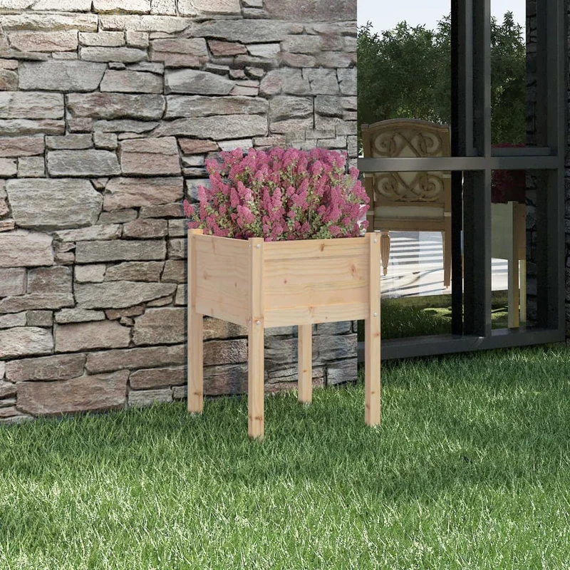 Jardinera De Madera Maciza De Pino 50x50x70 Cm
