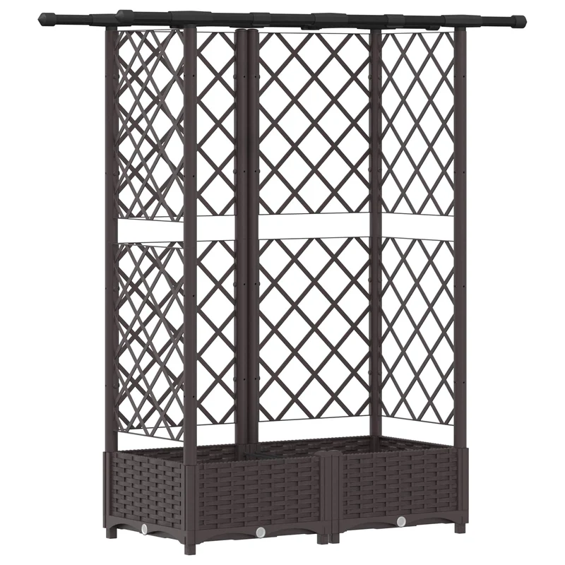Cama Elevada Con Trellis Y Techo Marrón 124 X 40 X 121 Cm Pp