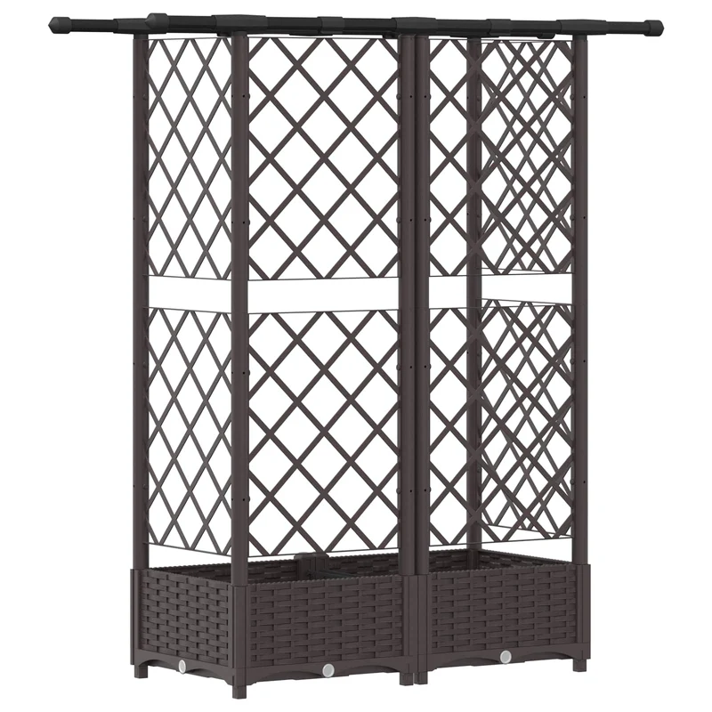 Cama Elevada Con Trellis Y Techo Marrón 124 X 40 X 121 Cm Pp
