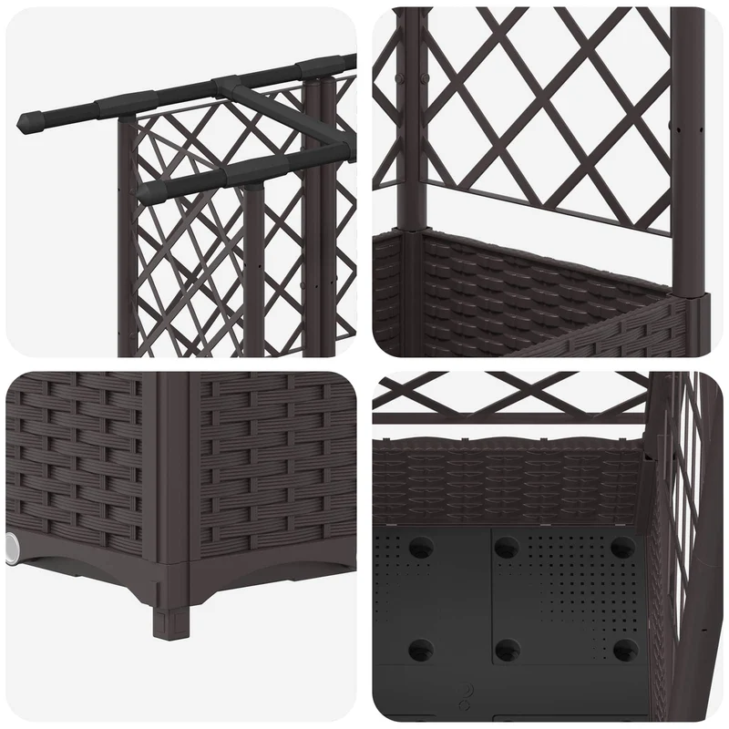 Cama Elevada Con Trellis Y Techo Marrón 124 X 40 X 121 Cm Pp