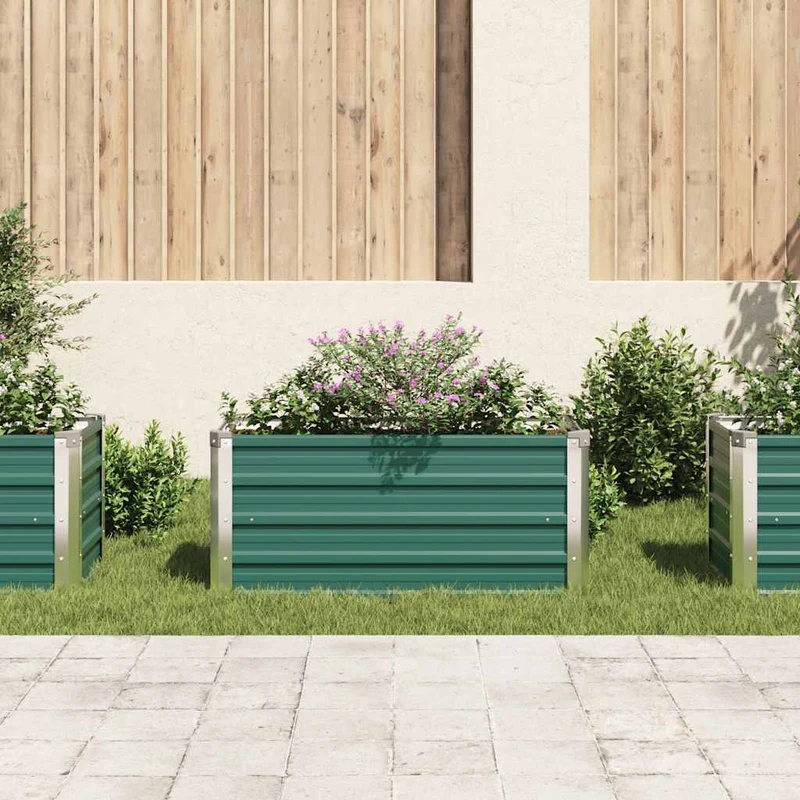 Arriate De Jardín De Acero Galvanizado Verde 100x40x45 Cm