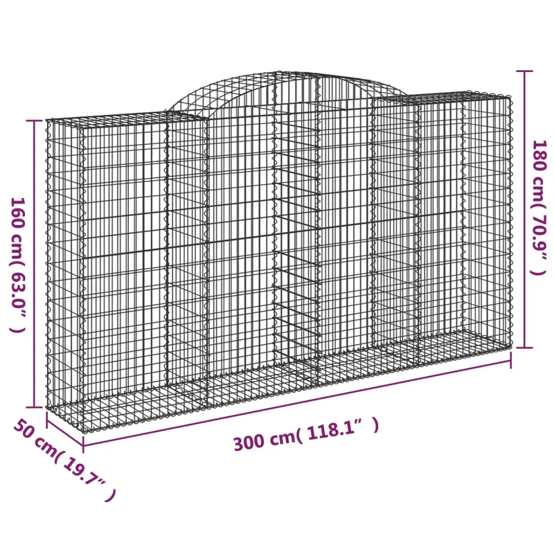 Cestas Gaviones 17 Uds Forma De Arco Hierro 300x50x160/180 Cm