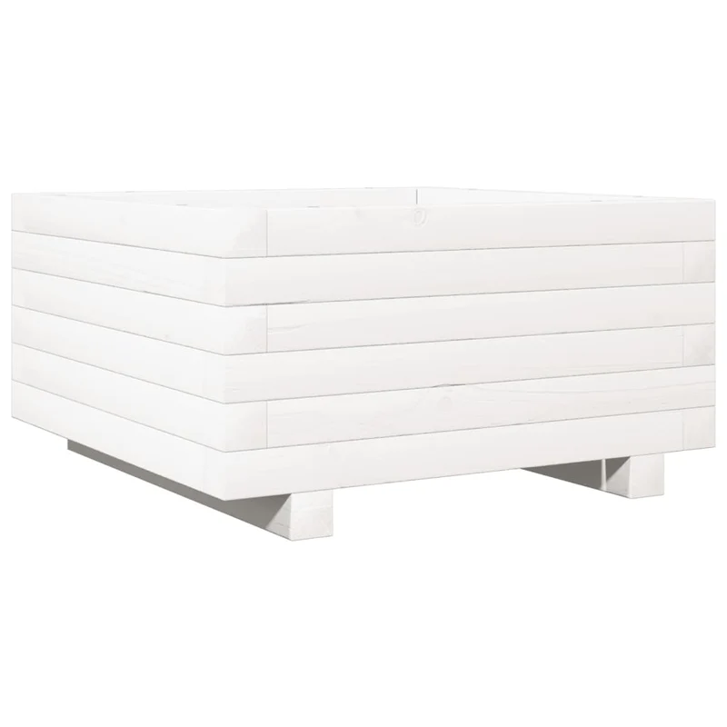 Jardinera De Madera Maciza De Pino Blanco 50x50x26,5 Cm