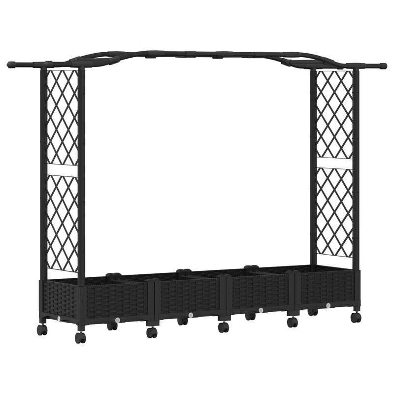 Cama Elevada Con Trellis Y Techo Negro 207 X 40 X 129 Cm Pp