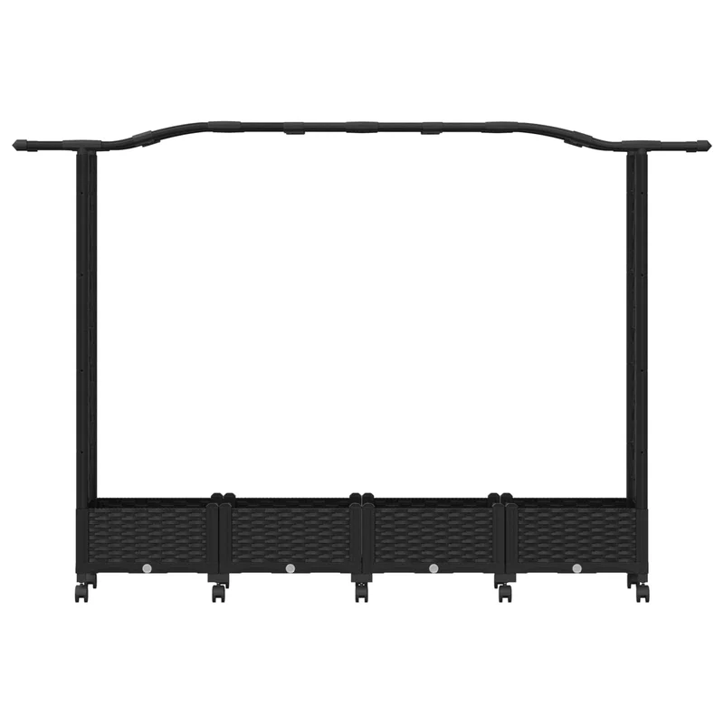 Cama Elevada Con Trellis Y Techo Negro 207 X 40 X 129 Cm Pp