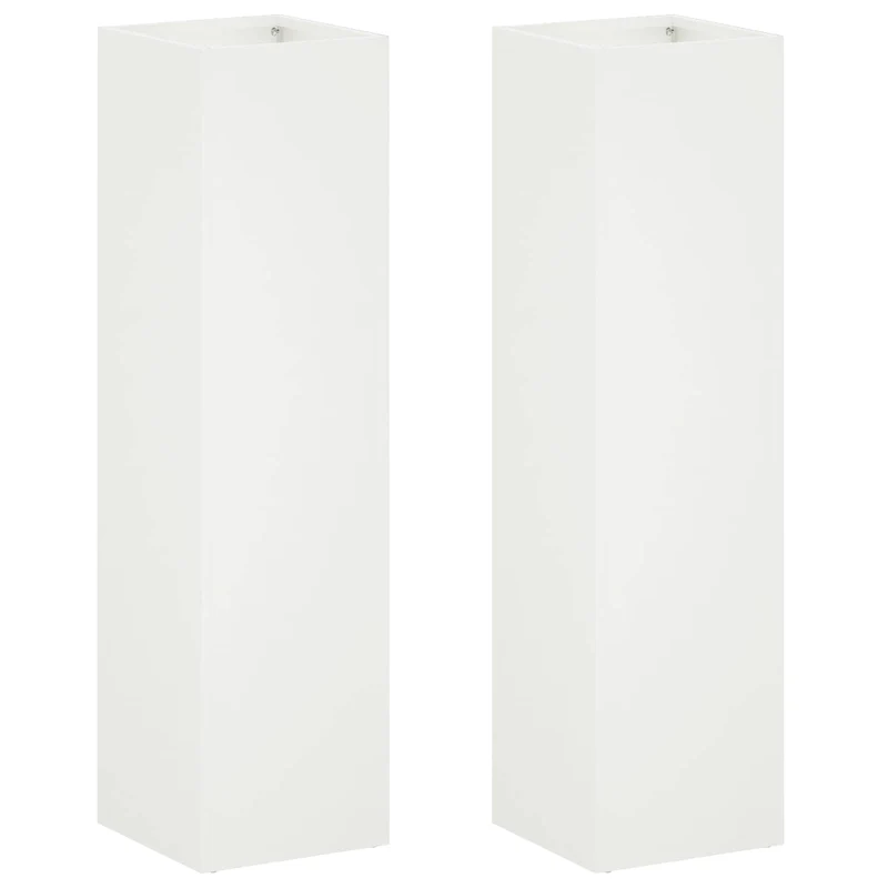 Macetero De Jardín 2 Uds. Blanco 20 X 20 X 75 Cm