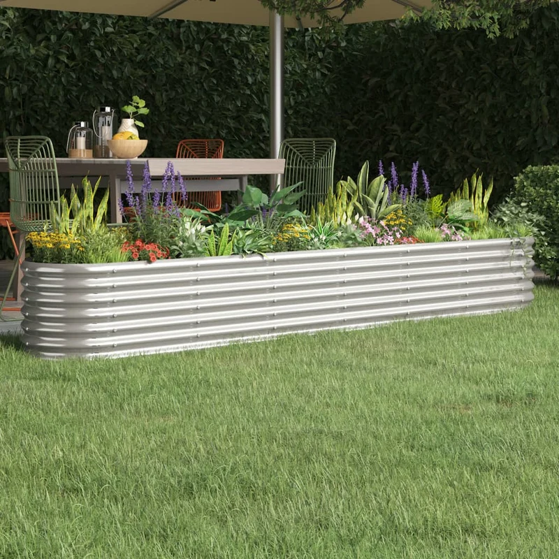 Jardinera Arriate Acero Galvanizado Plata 260x40x36 Cm