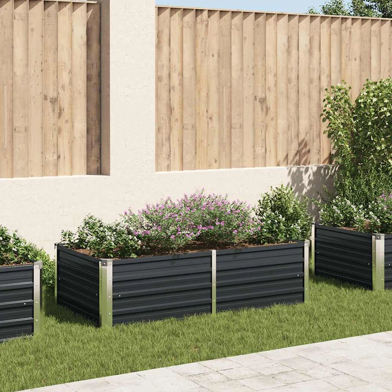 Jardinera Elevada Acero Galvanizado Gris Antracita 160x80x45 Cm