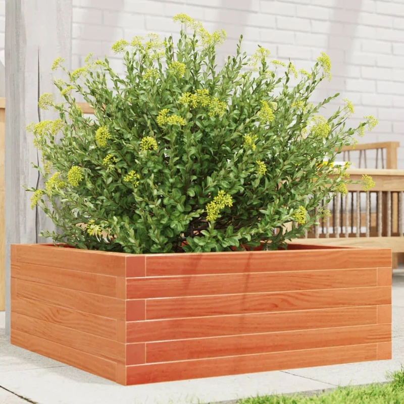 Jardinera De Madera Maciza Pino Marrón Cera 60x60x23 Cm