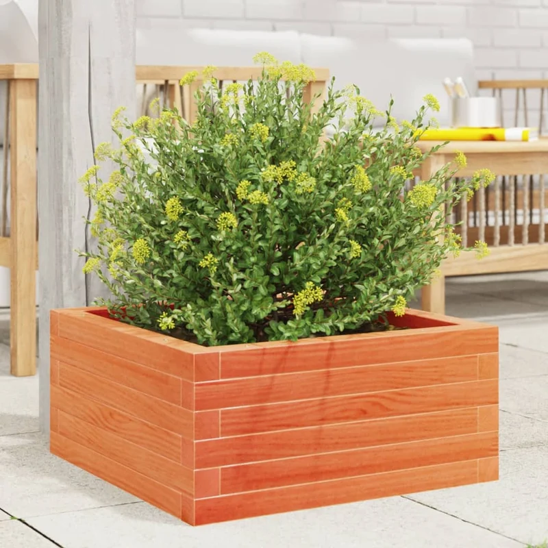 Jardinera De Madera Maciza Pino Marrón Cera 60x60x23 Cm