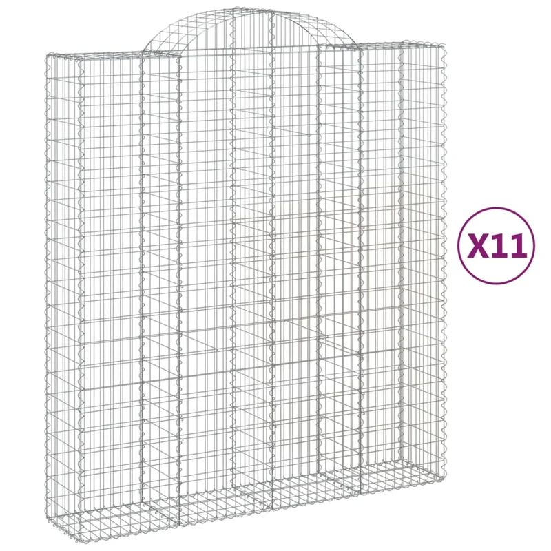Cestas De Gaviones 11 Uds Forma De Arco Hierro 200x50x220/240cm