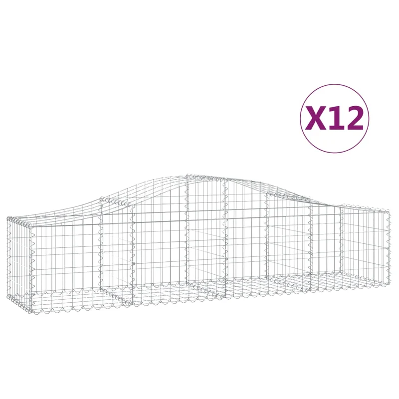 Cestas De Gaviones 12 Uds Forma De Arco Hierro 200x50x40/60 Cm
