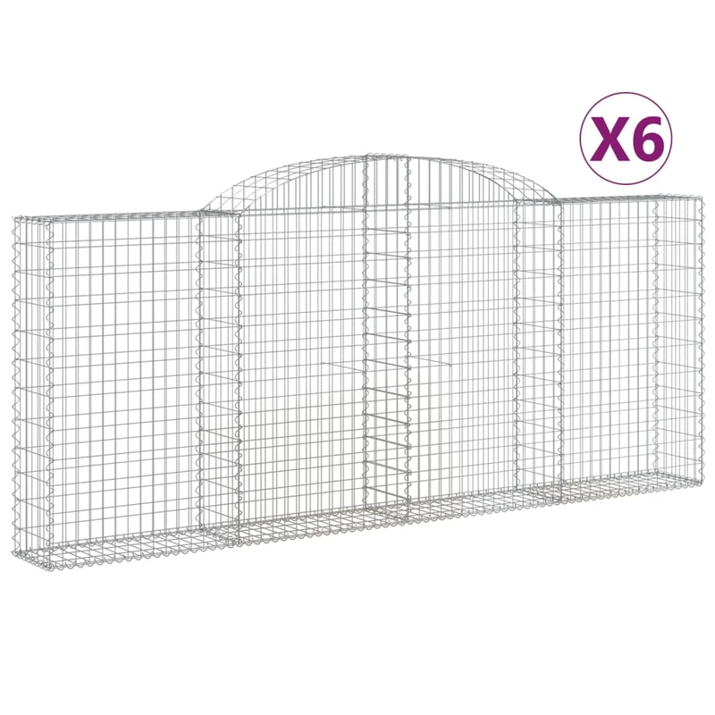 Cestas De Gaviones 6 Uds Forma De Arco Hierro 300x30x120/140 Cm