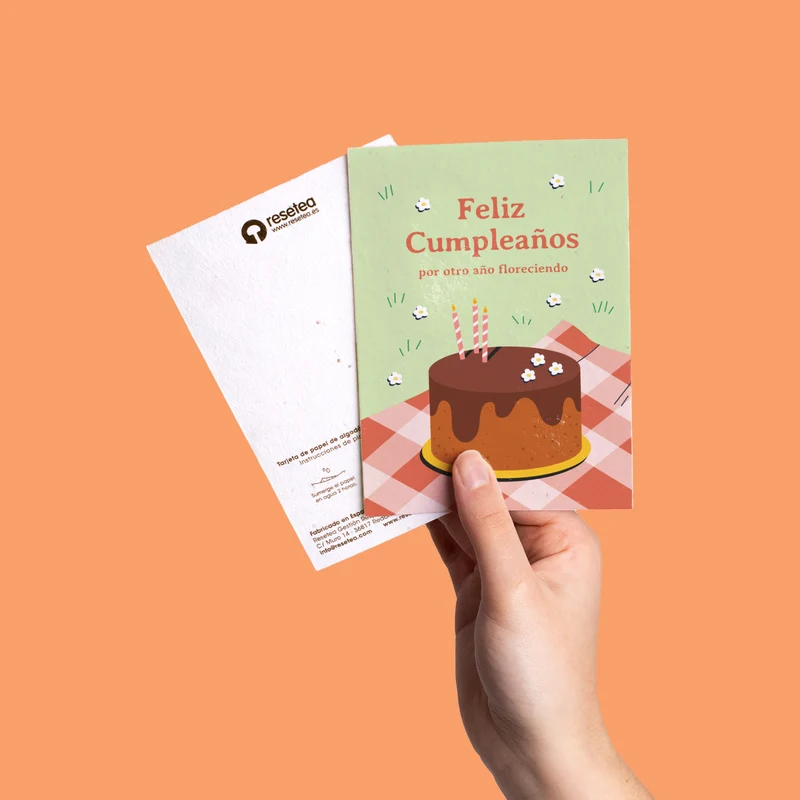 Postal Plantable Feliz Cumpleaños con Semillas de Manzanilla – Felicitación Original - Resetea