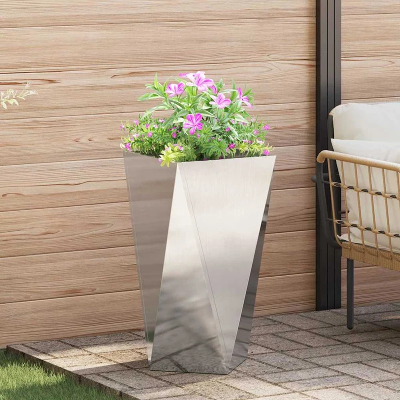 Jardinera Plateado 40 X 40 X 75 Cm Acero Inoxidable