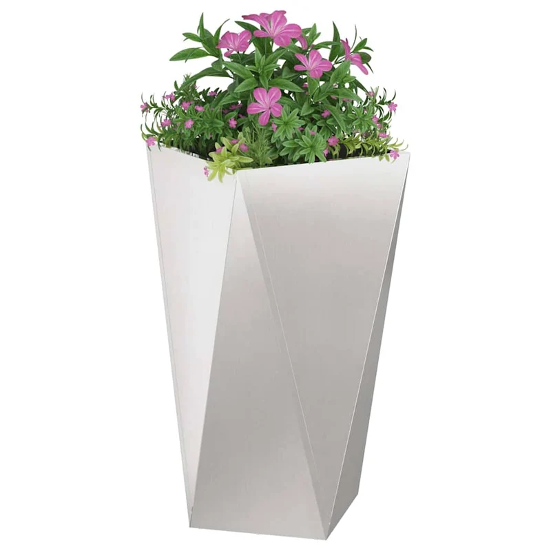 Jardinera Plateado 40 X 40 X 75 Cm Acero Inoxidable