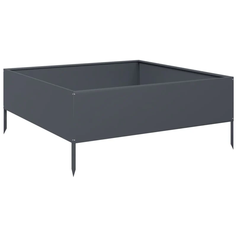 Arriate De Acero Gris Antracita 100x100x25 Cm