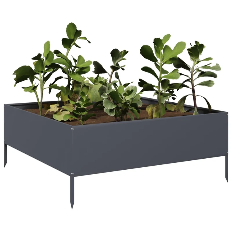 Arriate De Acero Gris Antracita 100x100x25 Cm