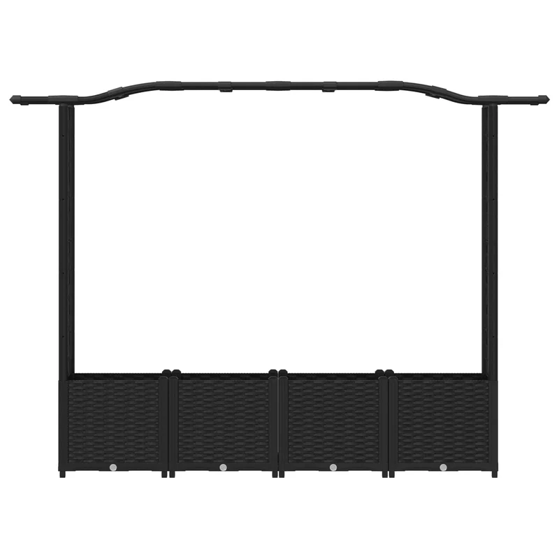 Cama Elevada Con Trellis Y Techo Negro 204 X 40 X 138 Cm Pp