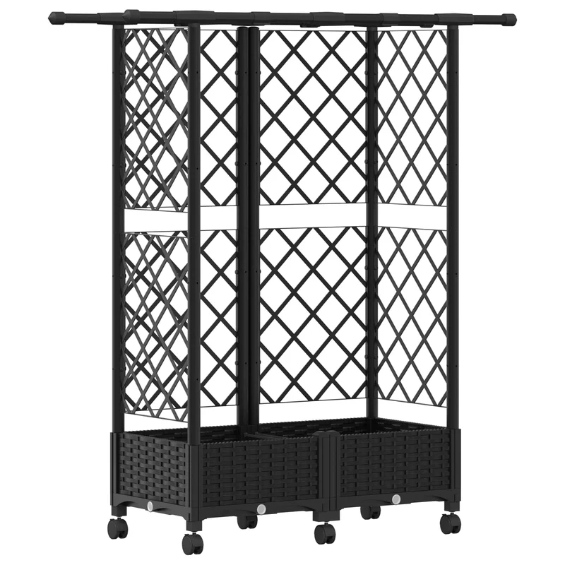 Cama Elevada Con Trellis Y Techo Negro 124 X 40 X 127 Cm Pp