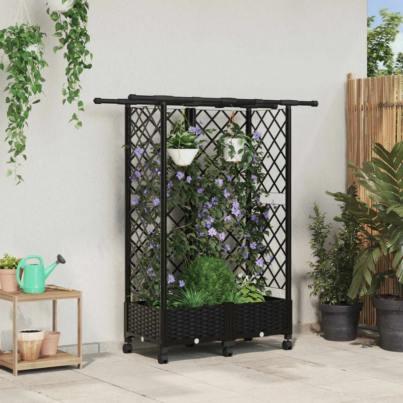 Cama Elevada Con Trellis Y Techo Negro 124 X 40 X 127 Cm Pp