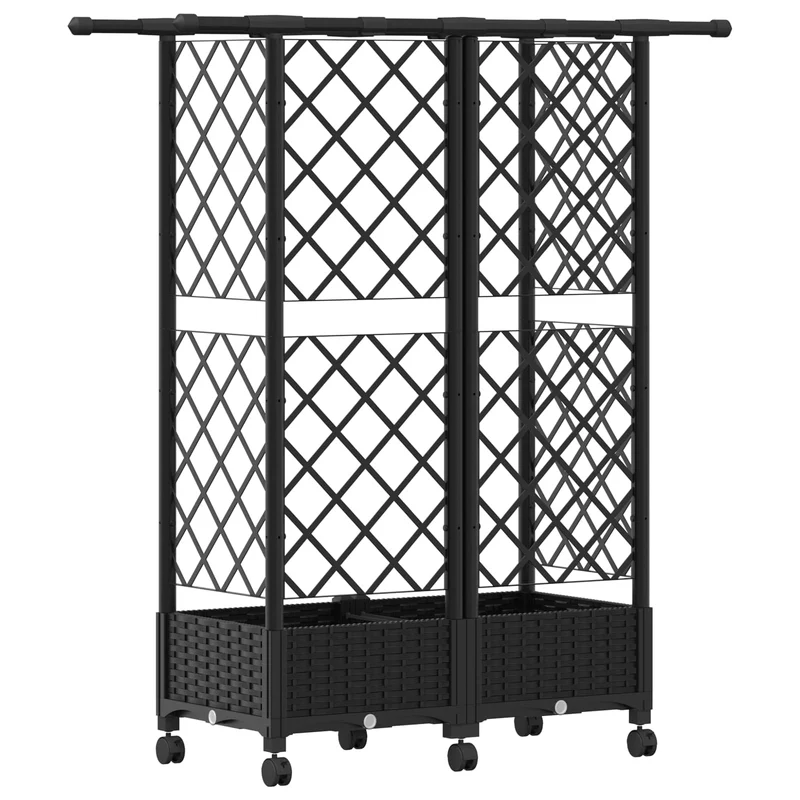 Cama Elevada Con Trellis Y Techo Negro 124 X 40 X 127 Cm Pp