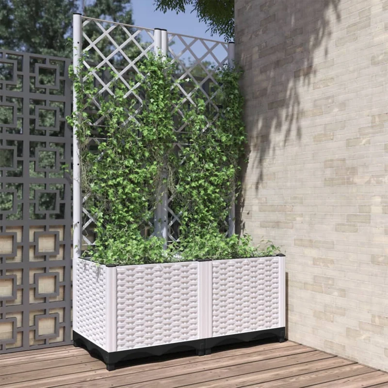 Macetero De Jardín Blanco 80 X 40 X 136 Cm