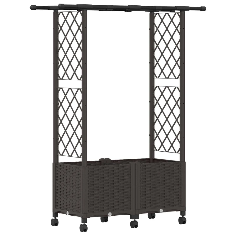 Cama Elevada Con Trellis Y Techo Marrón 124,5 X 40 X 142 Cm Pp