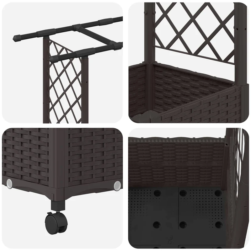 Cama Elevada Con Trellis Y Techo Marrón 124,5 X 40 X 142 Cm Pp