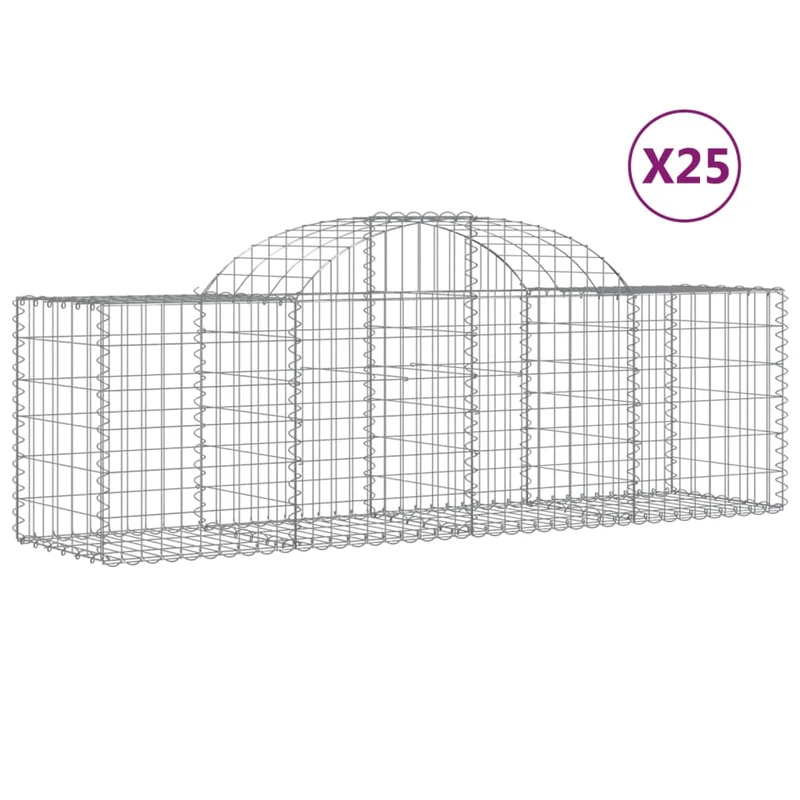 Cestas De Gaviones 25 Uds Forma De Arco Hierro 200x50x60/80 Cm