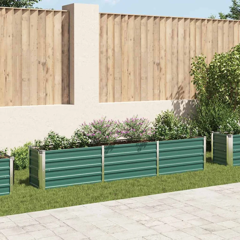 Arriate De Jardín De Acero Galvanizado Verde 240x40x45 Cm