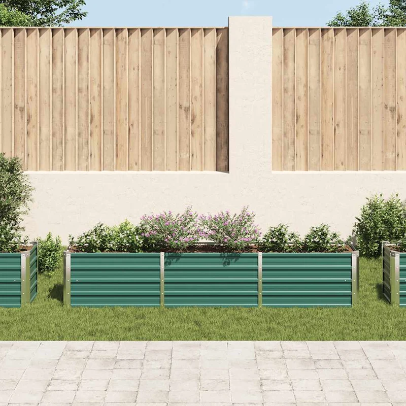 Arriate De Jardín De Acero Galvanizado Verde 240x40x45 Cm
