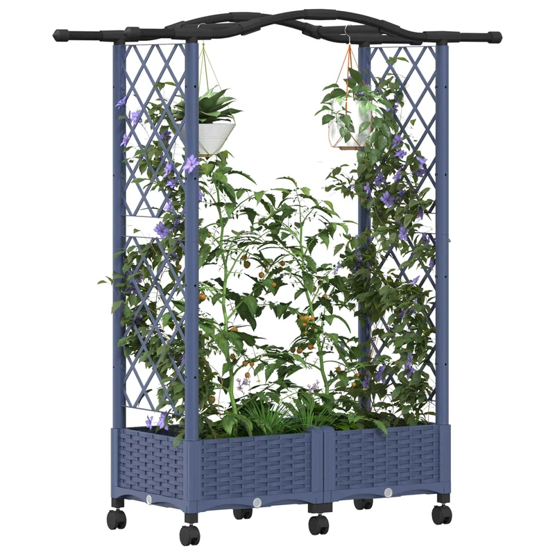 Cama Elevada Con Trellis Y Techo Gris 124 X 40 X 129 Cm Pp