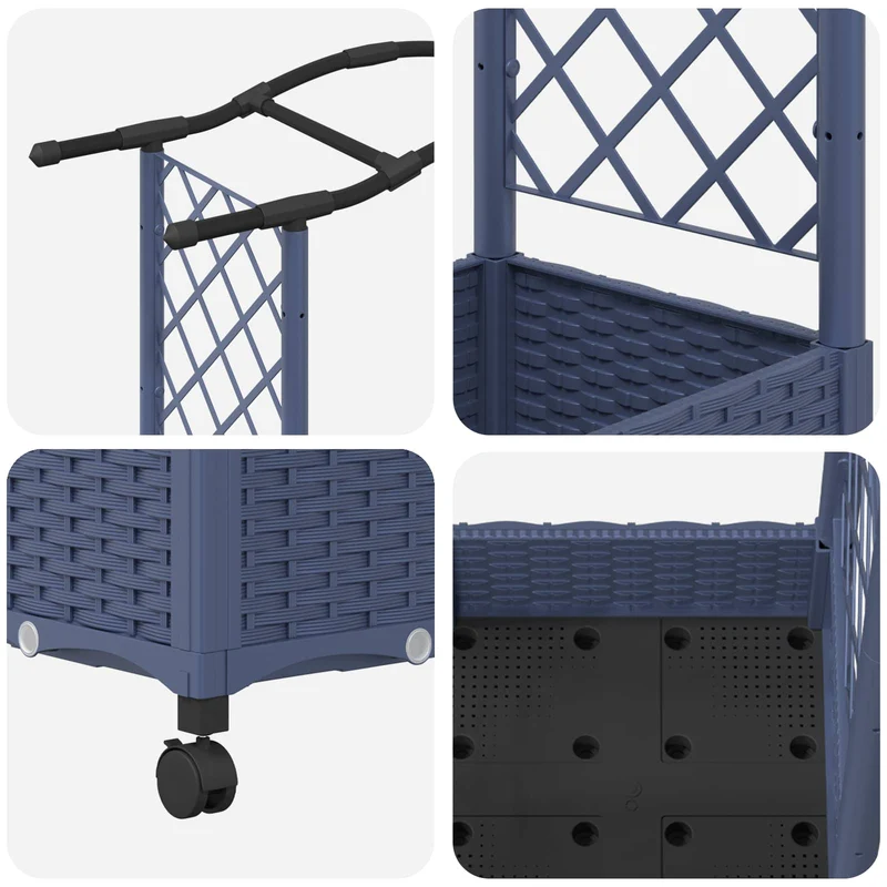 Cama Elevada Con Trellis Y Techo Gris 124 X 40 X 129 Cm Pp