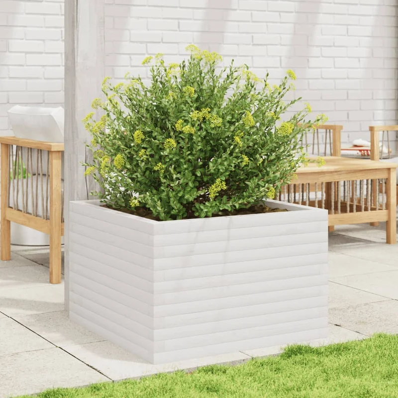 Jardinera Madera Maciza De Pino Blanco 70x70x45,5 Cm