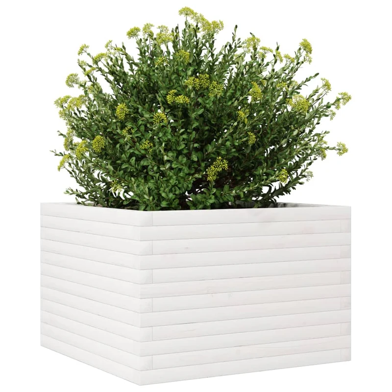 Jardinera Madera Maciza De Pino Blanco 70x70x45,5 Cm