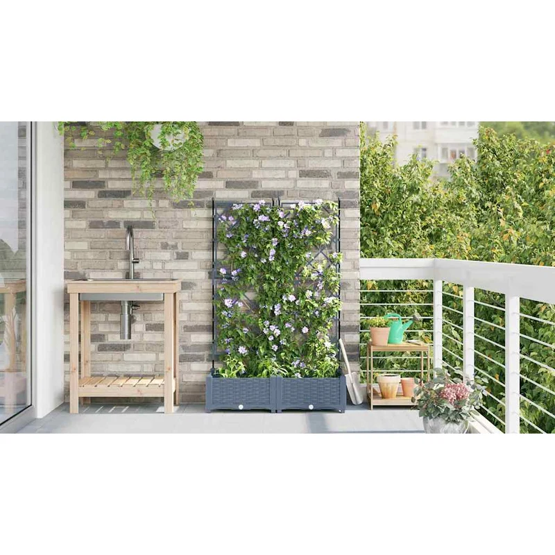 Macetero De Jardín 2 Uds. Gris Claro 80 X 40 X 125,5 Cm Pp
