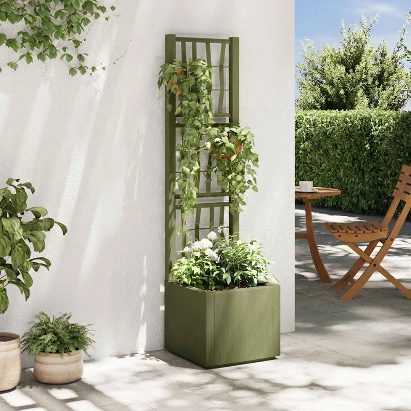 Maceta De Jardín Con Enrejado Verde 36 X 36 X 140 Cm Pp