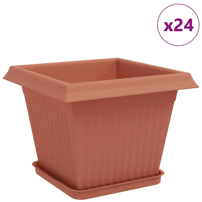 Macetas 24 Uds. Rojo Ladrillo Plástico