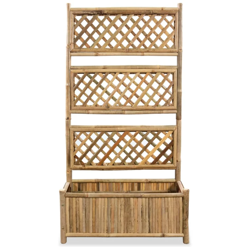 Jardinera De Jardín Con Enrejado Bambú 70 Cm