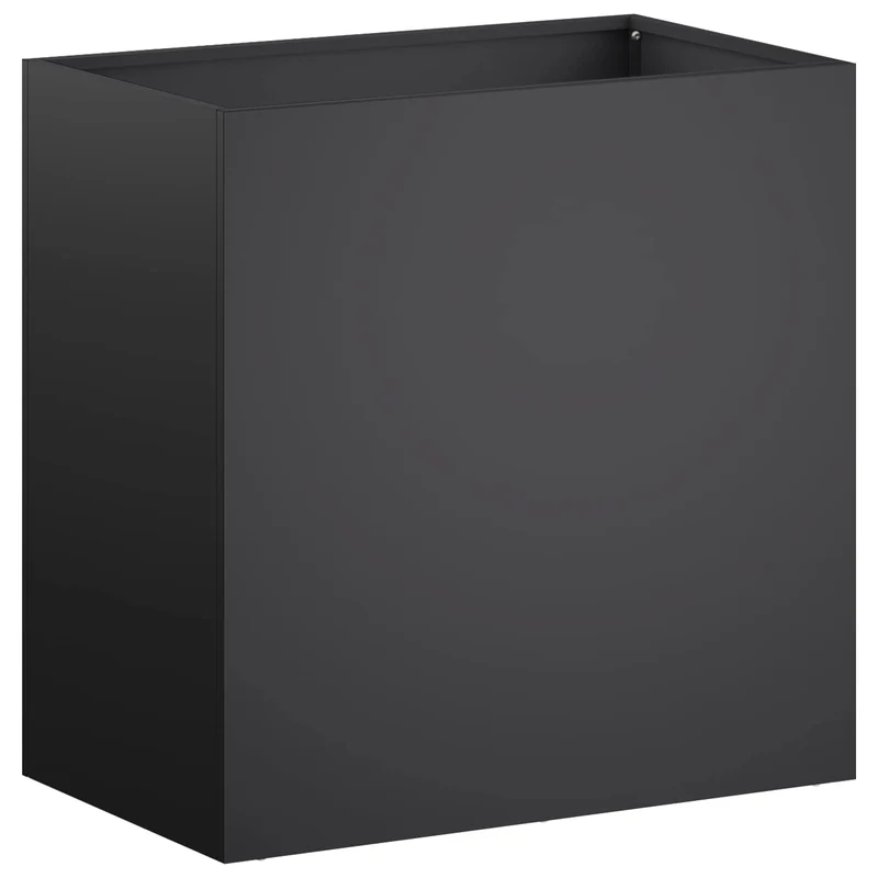 Macetero De Jardín Negro 50 X 30 X 40 Cm Acero Laminado En Frío